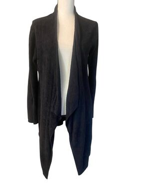 Barefoot Dreams Women’s Black Cardigan Open Front Asymmetrical Cozy Sweater S/M